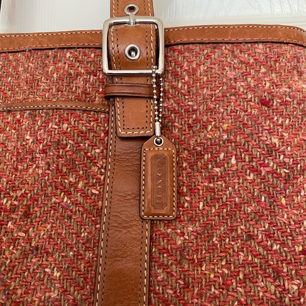 Coach Brown Tweed Tote Bag - Picture 2 of 8